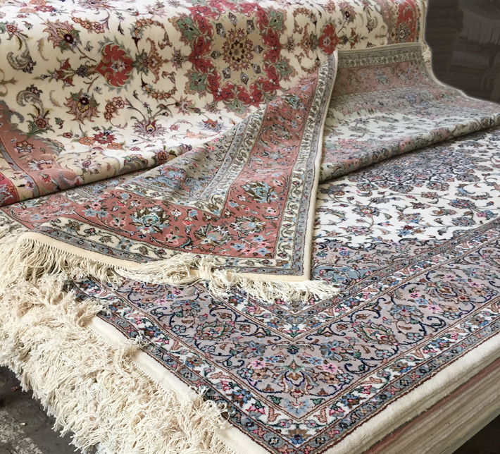 カシャーン産シルク・ウール絨毯　ペルシャ絨毯「麻布」